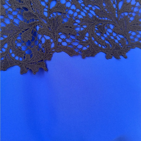 SACHIN AND BOBBY Noir Elegant Cobalt Blue with Black Lace Cocktail Dress NWT - Picture 9 of 14